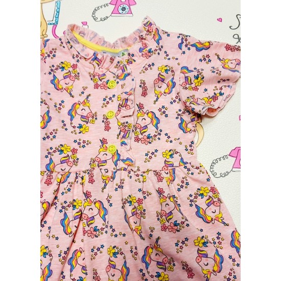 Детска лятна рокля в розово  Еднорози