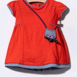 Бебешка рокля в червено с коте