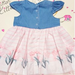 Детска рокля с дънково и тюл Лалета Детска рокля с дънково и тюл Лалета