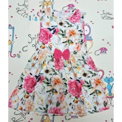 Детска рокля без ръкав на цветя с цикламено болеро Детска рокля без ръкав на цветя с цикламено болеро