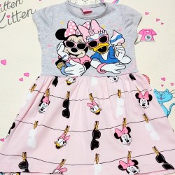 Рокля в сиво и розово  Двете Мини