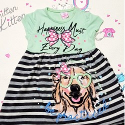 Детска рокля в зелено с кученце  Беки