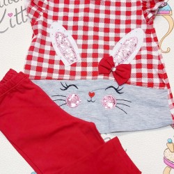Детски комплект в червено каре  Bunny