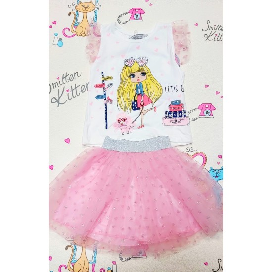 Комплект с розова туту пола и блузка ,,Лея Комплект с розова туту пола и блузка ,,Лея