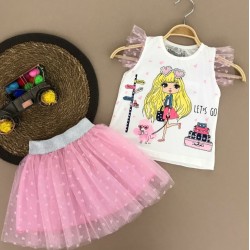 Комплект с розова туту пола и блузка Лея Комплект с розова туту пола и блузка Лея