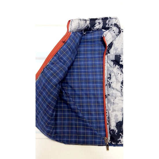 Преходен елек за момче в сиво и черно