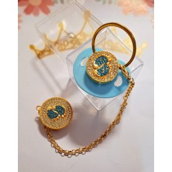 Луксозен биберон залъгалка бижу в синьо Стъпки Луксозен биберон залъгалка бижу в синьо Стъпки