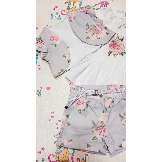 Детски комплект с елек,блуза,панталонки и диадема ROSES Детски комплект с елек,блуза,панталонки и диадема ROSES