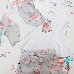Детски комплект с елек,блуза,панталонки и диадема ROSES Детски комплект с елек,блуза,панталонки и диадема ROSES