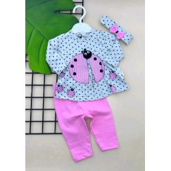 Бебешки комплект в розово и сиво  Калинка