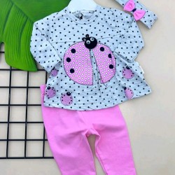 Бебешки комплект в розово и сиво  Калинка