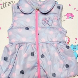 Детски шушляков елек в сиво на точки за момиче