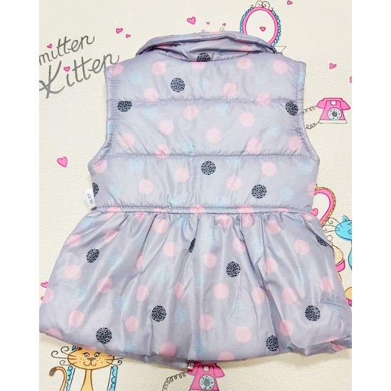 Детски шушляков елек в сиво на точки за момиче