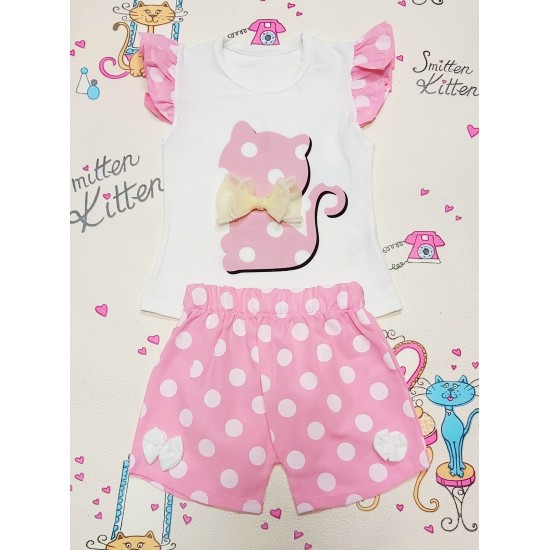 Бебешки комплект  Коте с панделка