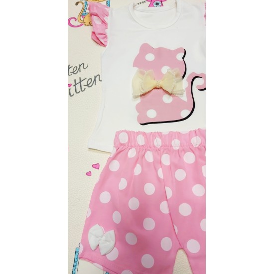 Бебешки комплект  Коте с панделка