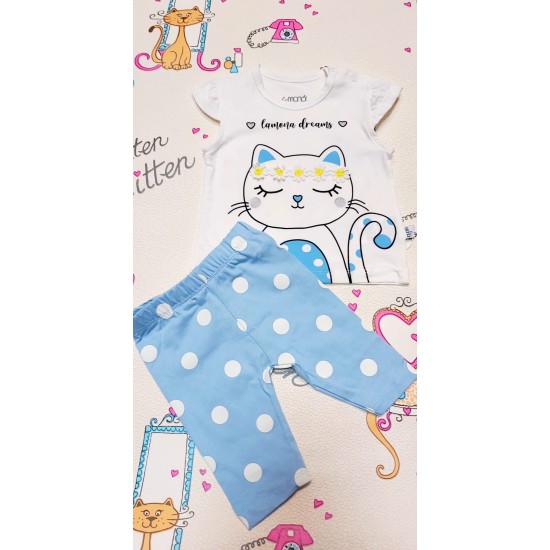 Бебешки комплект Кити в светло синьо за момиче