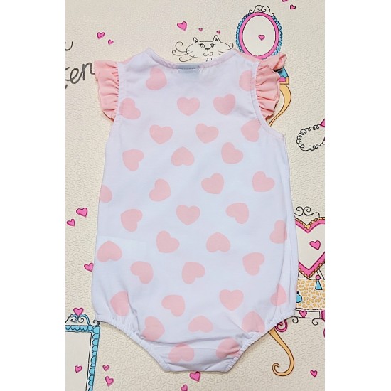 Бебешки боди ромпър на розови сърчица Бебешки боди ромпър на розови сърчица