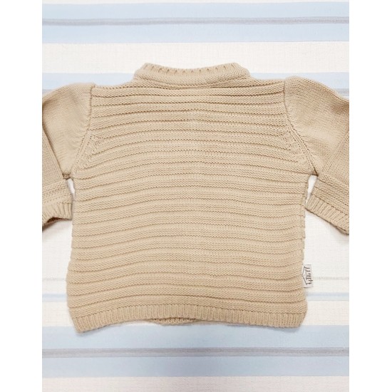 Бебешка плетена жилетка в бежово кафяво Бебешка плетена жилетка в бежово кафяво