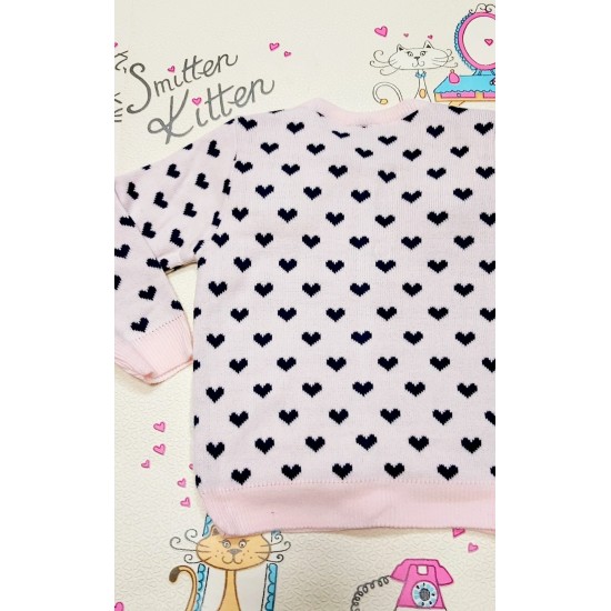 Бебешка жилетка Сърчица в бяло и розово с ушички