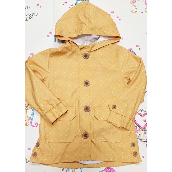 Яке шлифер за момиче в жълто на бели точки