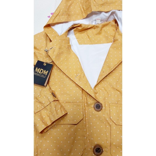 Яке шлифер за момиче в жълто на бели точки