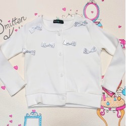 Жилетка за момиче в бяло с панделки Жилетка за момиче в бяло с панделки