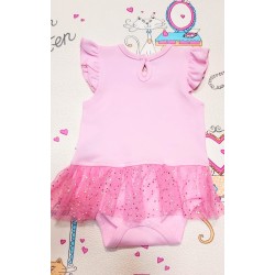 Бебешка боди рокля Мидичка в розово с тюл Бебешка боди рокля Мидичка в розово с тюл