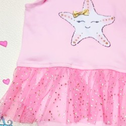 Бебешка боди рокля Мидичка в розово с тюл Бебешка боди рокля Мидичка в розово с тюл