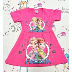 Детска лятна рокля в розово с Елза и Ана  Фроузен