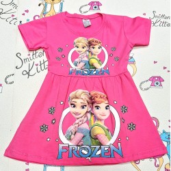 Детска лятна рокля в розово с Елза и Ана  Фроузен