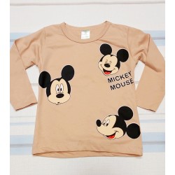 Детска тениска в кафяво Мики