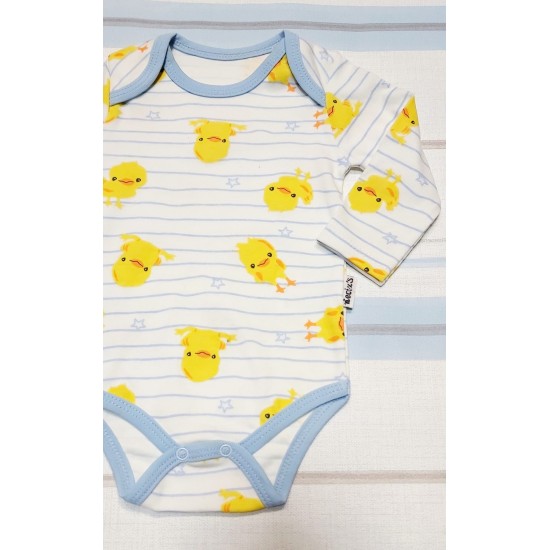 Бебешко боди Патета в бяло и синьо рае