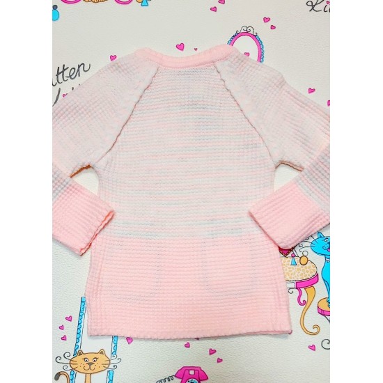 Детски плетен пуловер ,,Зайчета розово