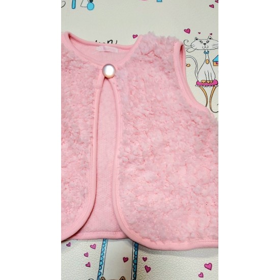 Пухкав бебешки детски елек в розово