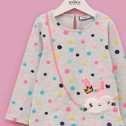 Блуза на цветни точки със зайче Блуза на цветни точки със зайче