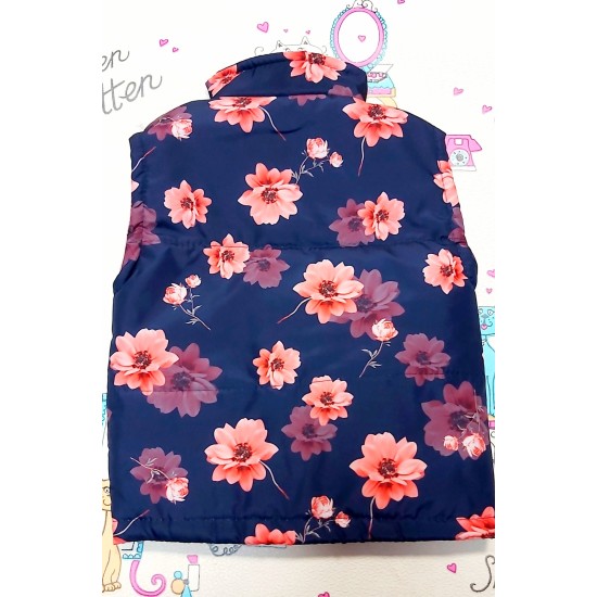 Шушляков елек на цветя в тъмносиньо