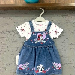 Детски летен дънков сукман с тениска с Мини Маус Детски летен дънков сукман с тениска с Мини Маус