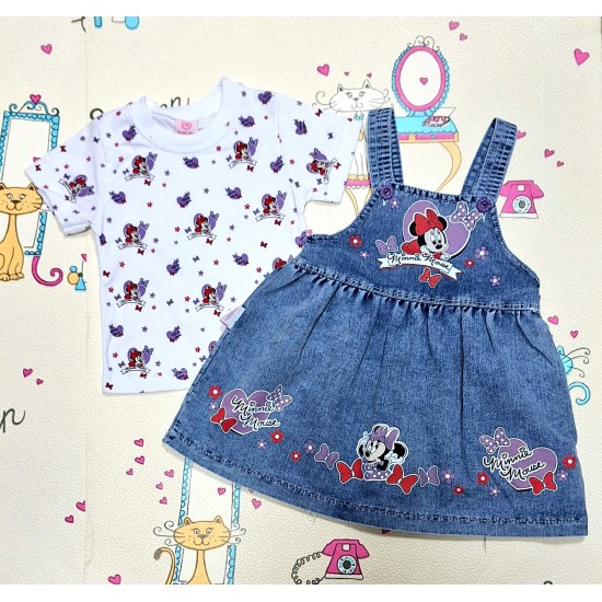 Детски летен дънков сукман с тениска с Мини Маус