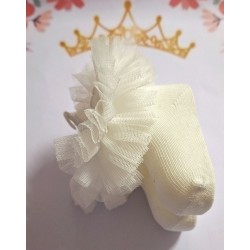 Бебешки чорапи ,,Туту" с тюл в екрю 0-9м Бебешки чорапи ,,Туту" с тюл в екрю 0-9м