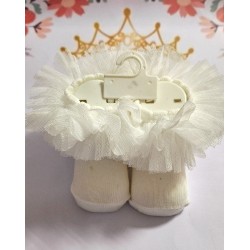 Бебешки чорапи ,,Туту" с тюл в екрю 0-9м Бебешки чорапи ,,Туту" с тюл в екрю 0-9м