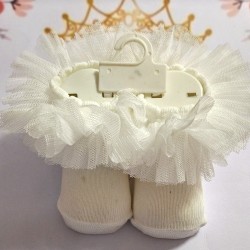 Бебешки чорапи ,,Туту" с тюл в екрю 0-9м Бебешки чорапи ,,Туту" с тюл в екрю 0-9м