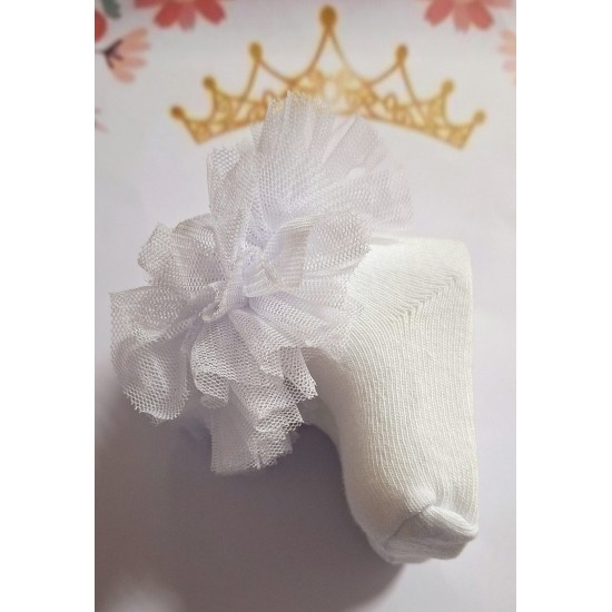 Бебешки чорапи ,,Туту" с тюл в бяло 0-9м Бебешки чорапи ,,Туту" с тюл в бяло 0-9м