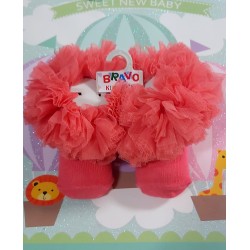 Бебешки красиви чорапи с тюл Туту корал