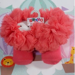 Бебешки красиви чорапи с тюл Туту корал