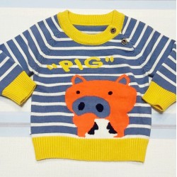 Бебешки пуловер Pigsy в тъмносиньо и жълто Бебешки пуловер Pigsy в тъмносиньо и жълто