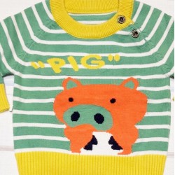 Бебешки пуловер Pigsy в зелено Бебешки пуловер Pigsy в зелено