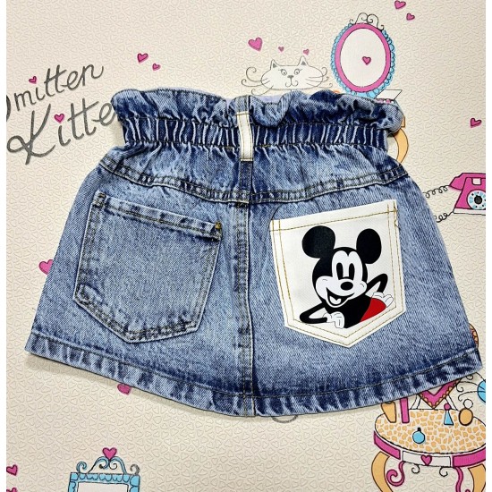 Детска дънкова пола с Мики и Мини Маус Детска дънкова пола с Мики и Мини Маус