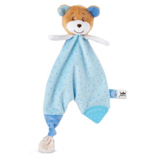 AMEK BABY Мека бебешка играчка за гушкане Мече в синьо