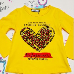 Детска памучна блуза в жълто Сърце Детска памучна блуза в жълто Сърце