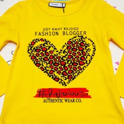 Детска памучна блуза в жълто Сърце Детска памучна блуза в жълто Сърце